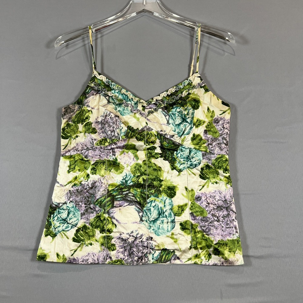 Ann Taylor Camisole Top Womens 4 Multicolor Floral Silk Blend Spaghetti Straps